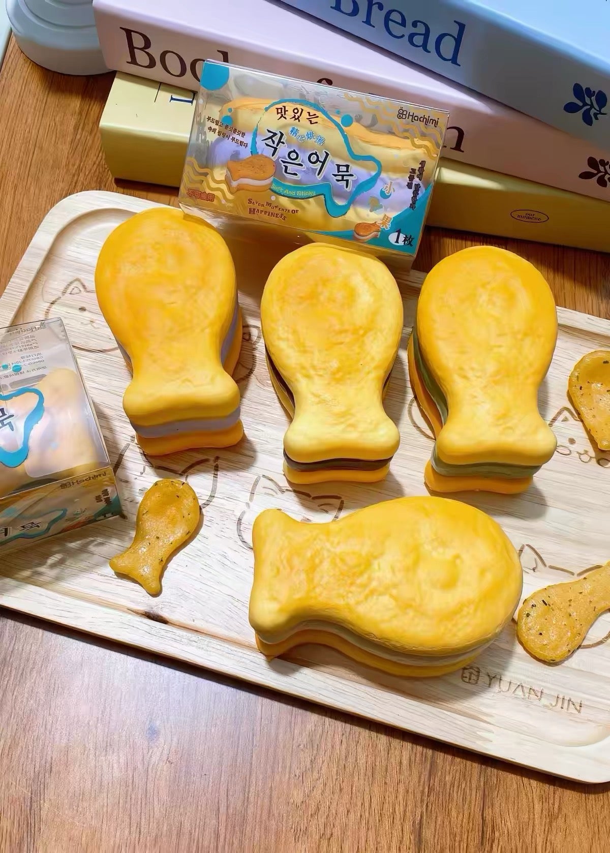 Hachimi Little Fish Bread Squishy Set 4 ชิ้น ขนมปังปลาญี่ปุ่น Slow Rising Squishy บีบคลายเครียด นุ่มพิเศษ รุ่นพรีเมียม🐟🐠